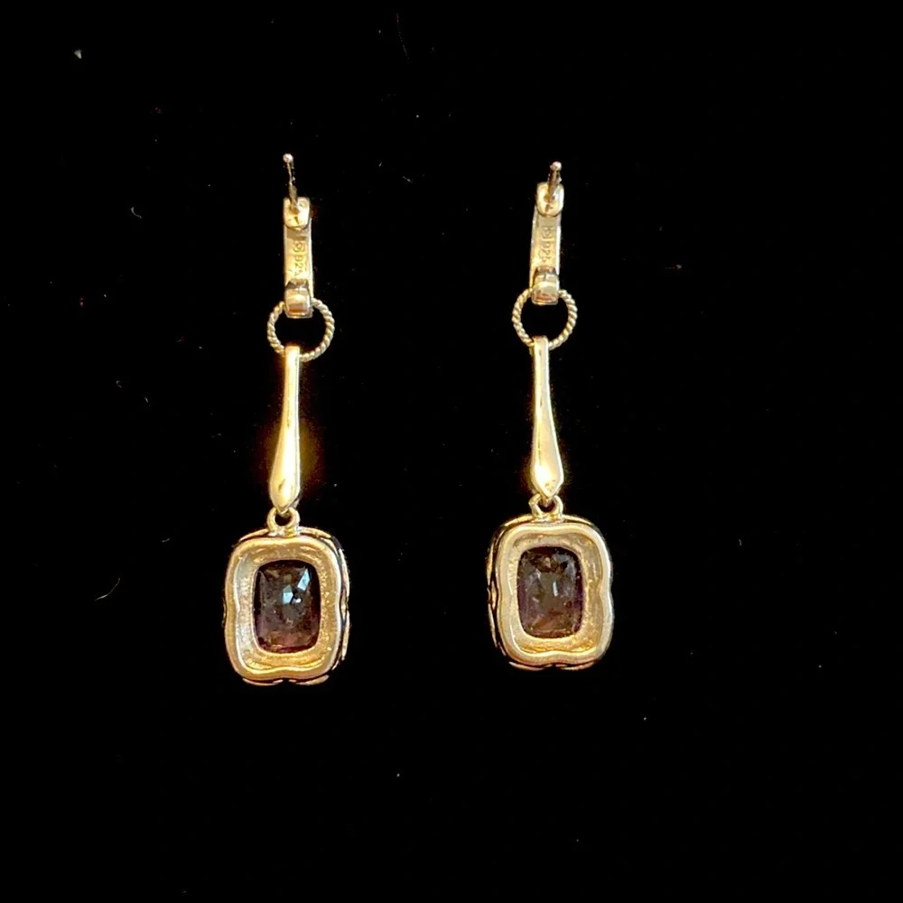 Sterling Silver & Amethyst Dangle Earrings - Picture 2 of 2